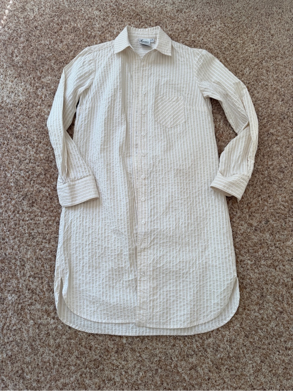 Finley Women's White Stripe Button-Down Shirt Dress Size XS $235